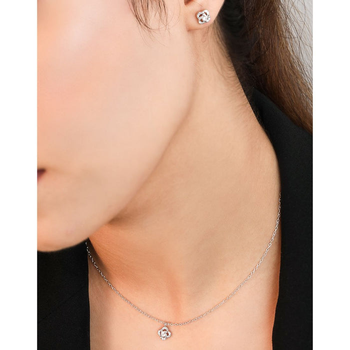 Timeless Floral Rhodium-Plated Brilliance 925 Sterling Silver Jewelry Set