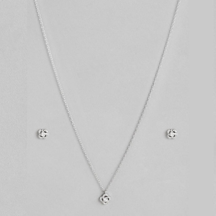 Timeless Floral Rhodium-Plated Brilliance 925 Sterling Silver Jewelry Set