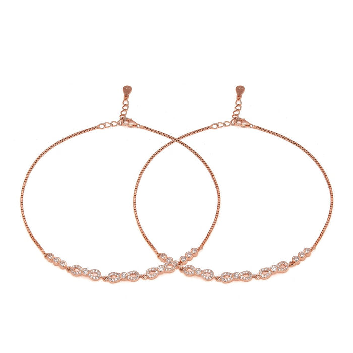 Timeless Infinity Rose Gold-Plated 925 Sterling Silver Anklet