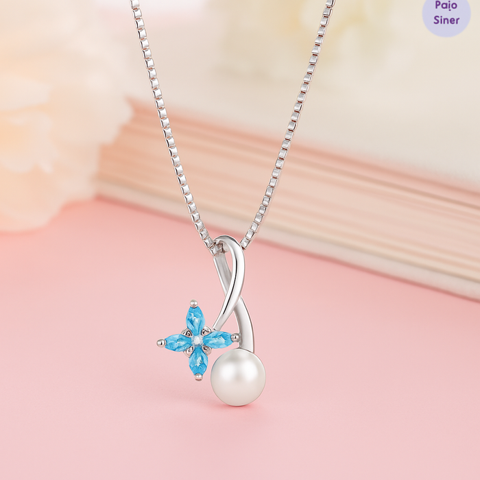 Timeless Pearl Flower Rhodium Plated 925 Sterling Silver Necklace