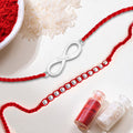 Timeless & Radiant Thread Rhodium-Plated 925 Silver Bhai-Bhabhi Rakhi Combo