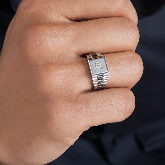Timeless Rhodium Plated 925 Sterling Silver Men's Ring