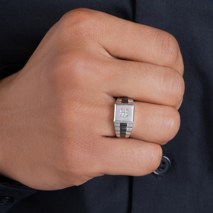Timeless Rhodium Plated 925 Sterling Silver Men's Ring