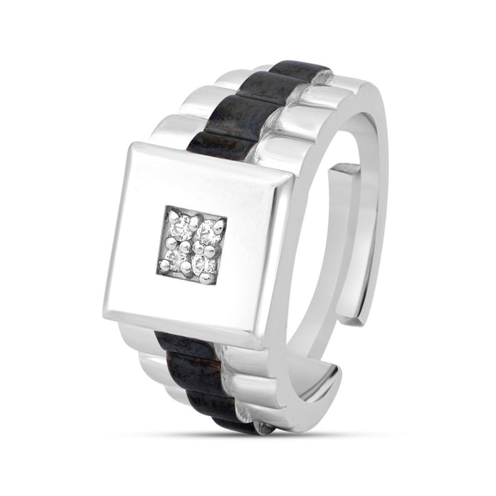 Timeless Rhodium Plated 925 Sterling Silver Men's Ring