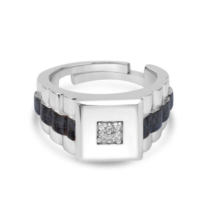 Timeless Rhodium Plated 925 Sterling Silver Men's Ring