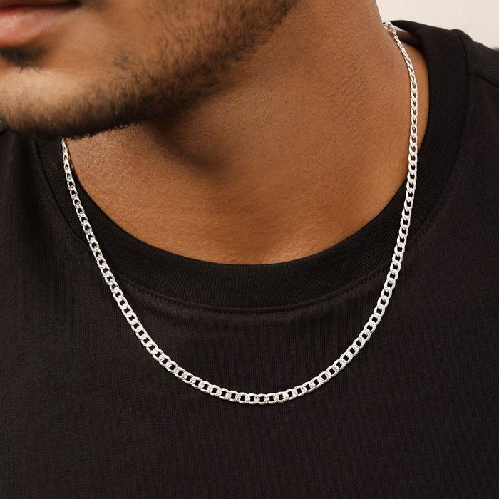 Timeless Rhodium-Plated Linked Chain 925 Sterling Silver Men's Necklace