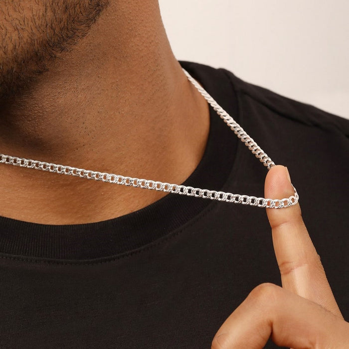 Timeless Rhodium-Plated Linked Chain 925 Sterling Silver Men's Necklace