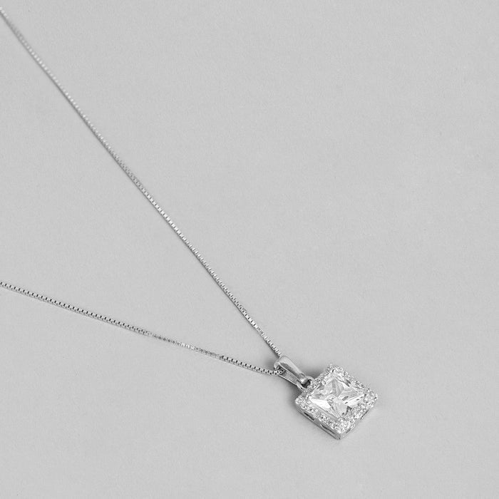 Timeless Shine Rhodium Plated 925 Sterling Silver Pendent with Chain