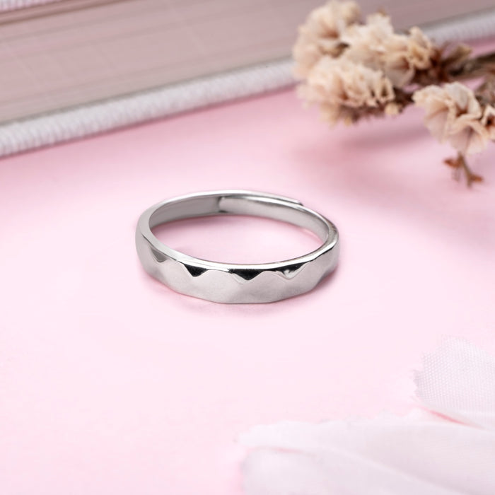 Timeless Simplicity Rhodium-Plated 925 Sterling Silver Men's Band Ring (Adjustable)