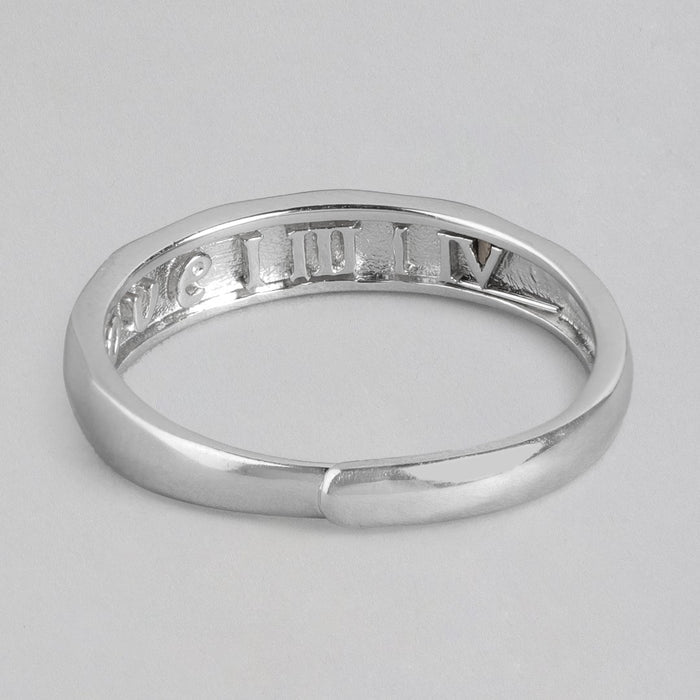 Timeless Simplicity Rhodium-Plated 925 Sterling Silver Men's Band Ring (Adjustable)