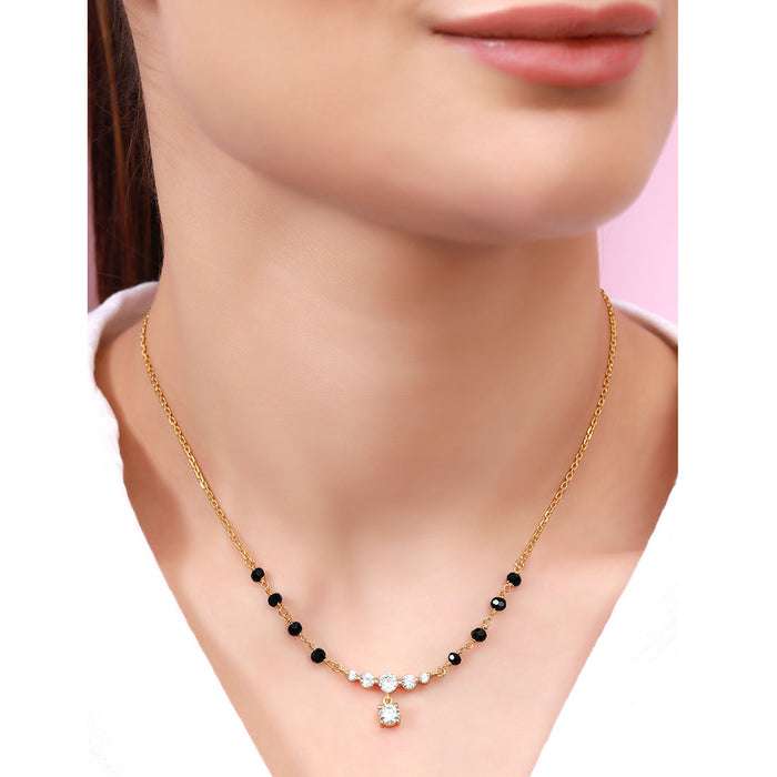 Timeless Solitaire CZ Gold Plated  925 Silver Mangalsutra