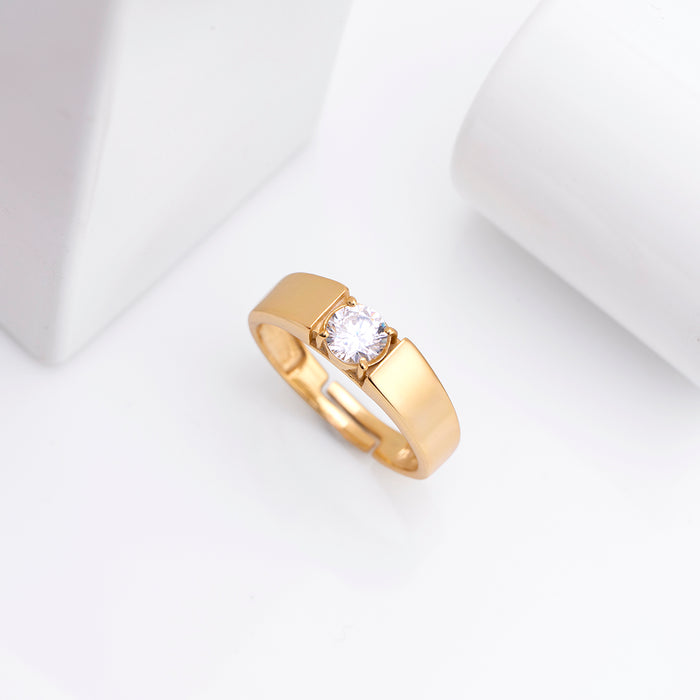 925 Sterling Silver Solitaire Gold Plated 925 Sterling Silver Men's Ring for Women – Zavya