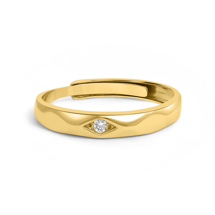 Gold plated 925 Sterling Silver adjustable men's ring with a center stone. Perfect gift for him – Zavya