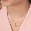 Timeless Symmetry CZ Rose Gold-Plated Sterling Silver Square Pendant with Chain