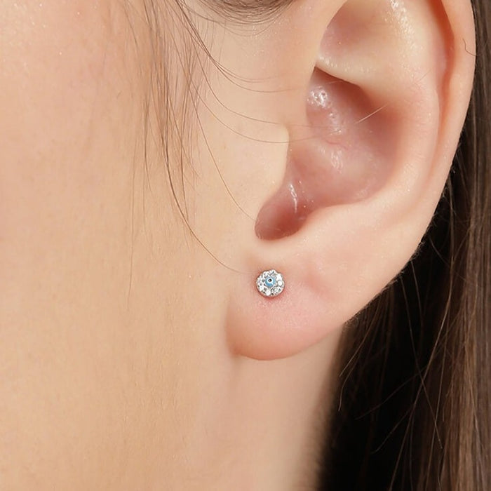 Tiny Evil Eye 925 Silver Earrings