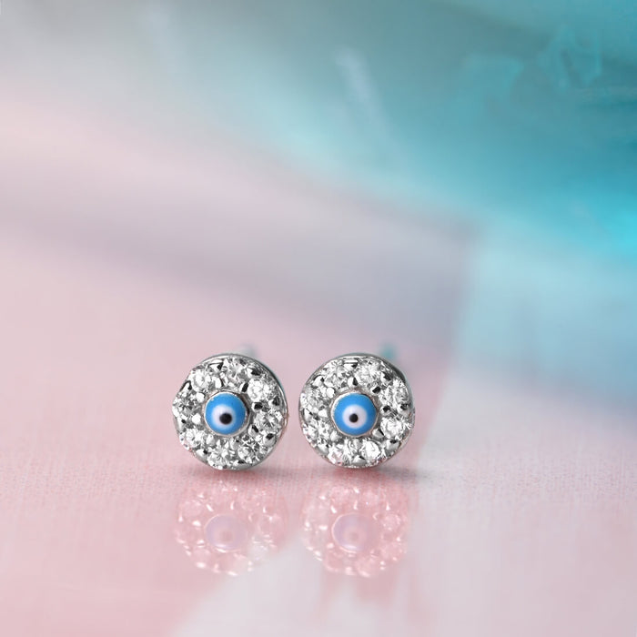 Tiny Evil Eye Stares 925 Silver Stud Earrings