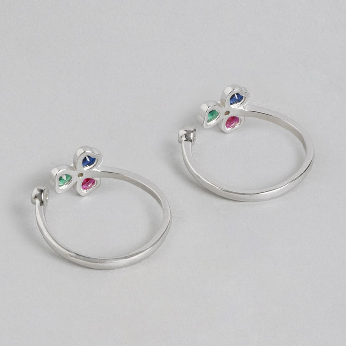 Tiny Multicolor Flora Adjustable 925 Silver Toe Ring