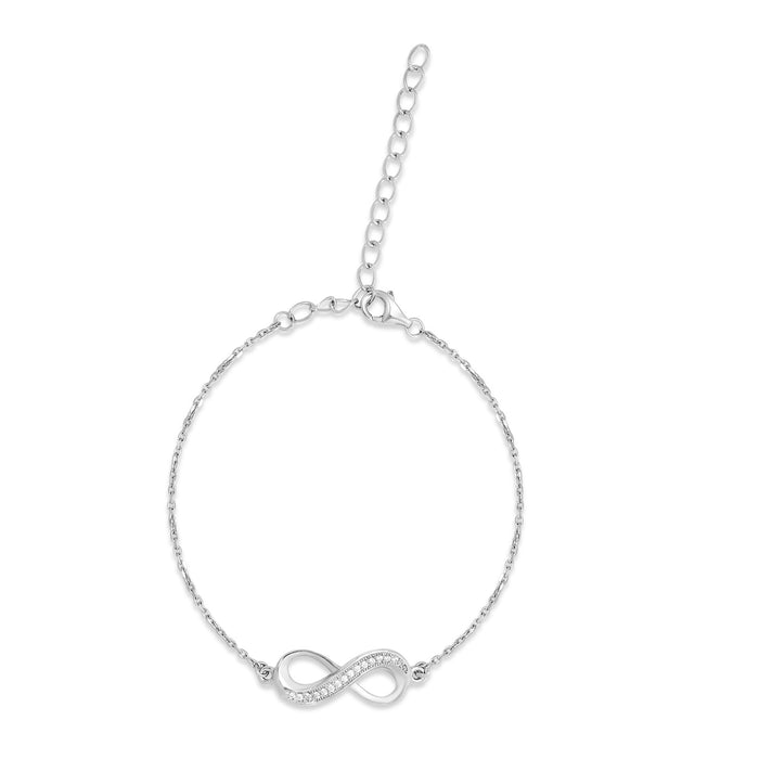 925 Sterling Silver infinity bracelet for women with studded stones and adjustable chain – Zavya