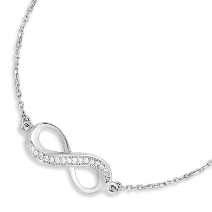 925 Sterling Silver infinity bracelet for women with delicate chain and crystal-studded silver charm – Zavya