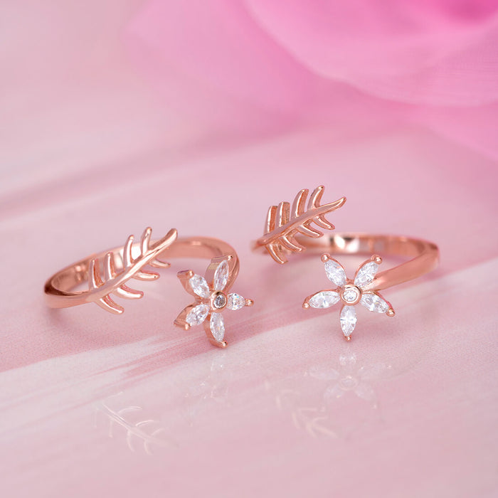 925 Sterling Silver Touch of nature Rose Gold 925 Silver Toe Ring for Women – Zavya