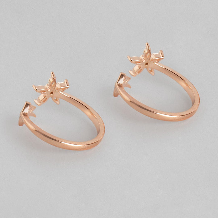 Two adjustable rose gold 925 Sterling Silver floral toe rings for women. Nature jewellery – Zavya