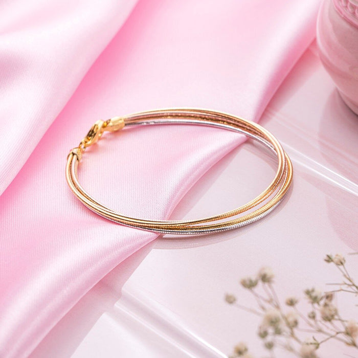 Tranquil Harmony 925 Sterling Silver Tri-Color Plated Bracelet