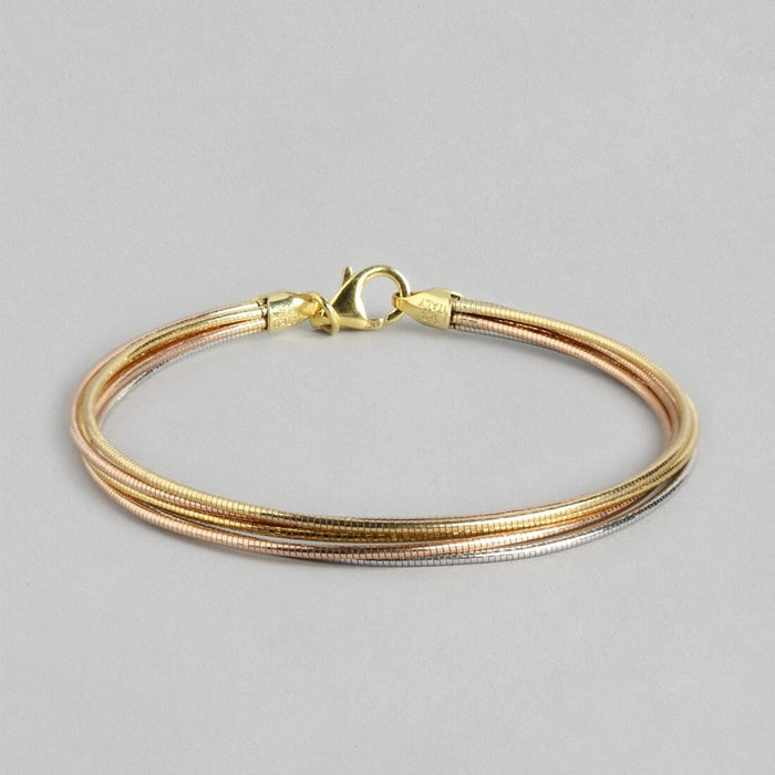 Tranquil Harmony 925 Sterling Silver Tri-Color Plated Bracelet