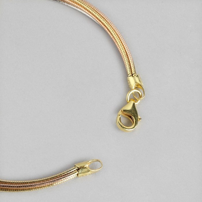 Tranquil Harmony 925 Sterling Silver Tri-Color Plated Bracelet