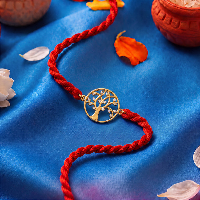 Tree of Life Gold plated Silver Rakhi for Bhai
