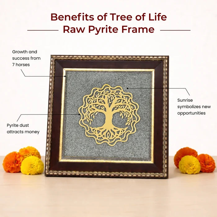 Tree of Life Raw Pyrite Frame | Symbol for Growth & Connection - view 3