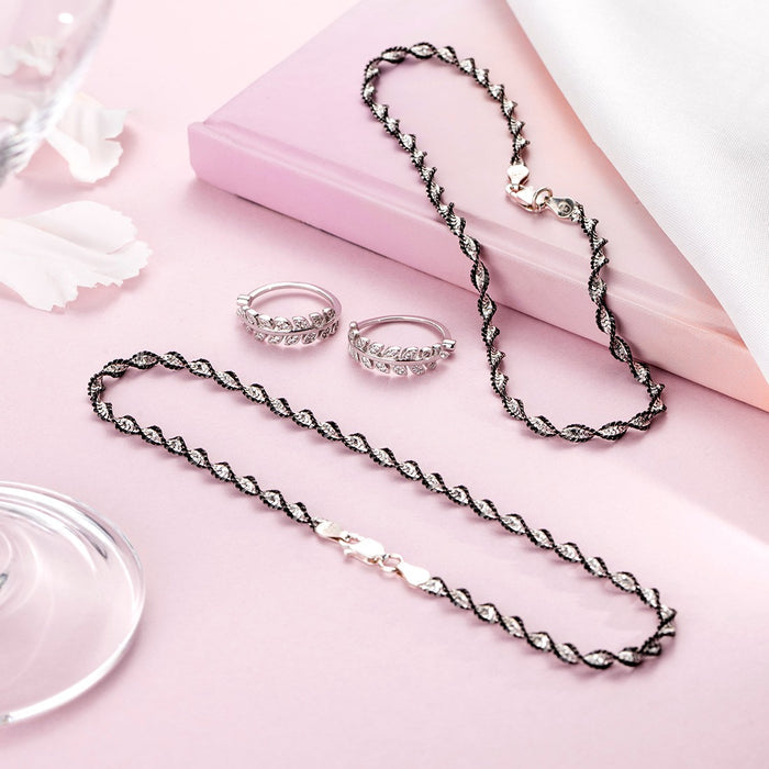 Trendy CZ Rhodium Plated 925 Sterling Silver Jewellery Set
