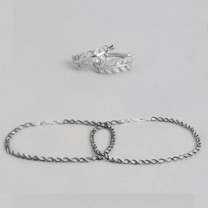 Trendy CZ Rhodium Plated 925 Sterling Silver Jewellery Set