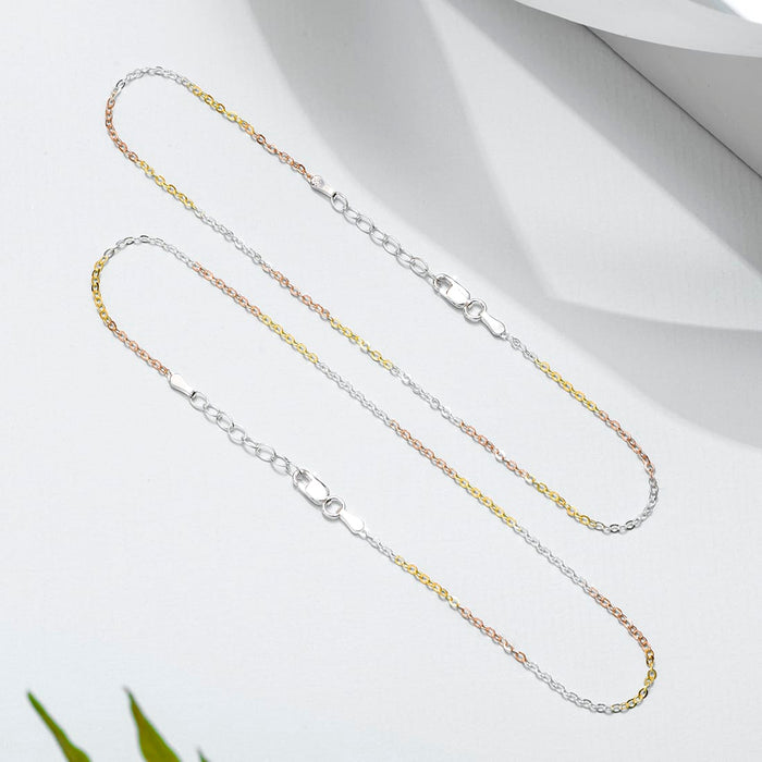 Two triple tone 925 Sterling Silver cable chain anklets for women. Trendy delicate jewellery – Zavya