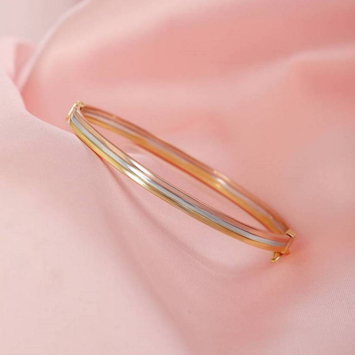 Tri-Hue Harmony Triple Tone Plated 925 Sterling Silver Women's Bracelet