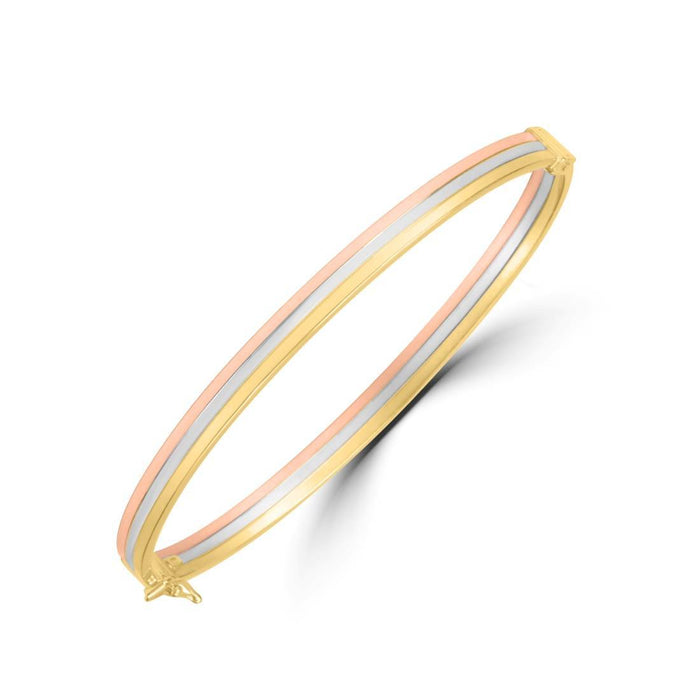 Tri-Hue Harmony Triple Tone Plated 925 Sterling Silver Women's Bracelet