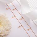 Tri Leaf Drop Rose Gold 925 Silver Charm Anklet (Adjustable)
