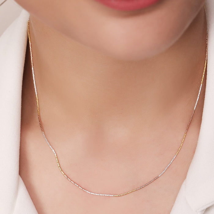 Tri-Tone Elegance Triple-Plated 925 Sterling Silver Chain