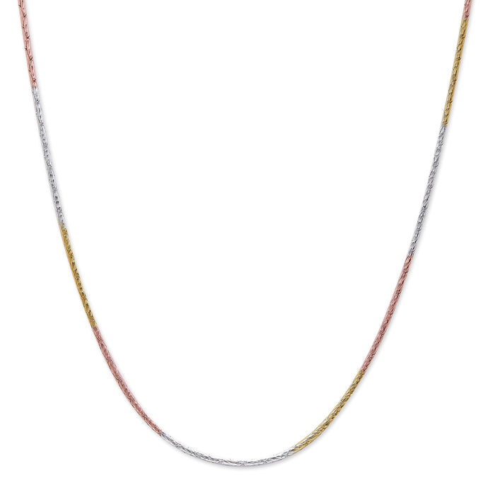 Tri-Tone Elegance Triple-Plated 925 Sterling Silver Chain