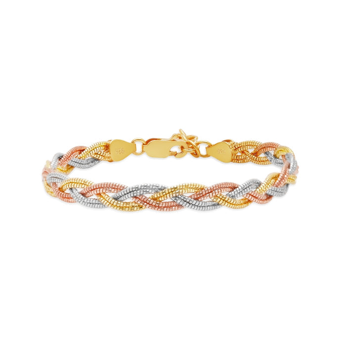 Tri-Tone Tapestry 925 Sterling Silver Weave Bracelet