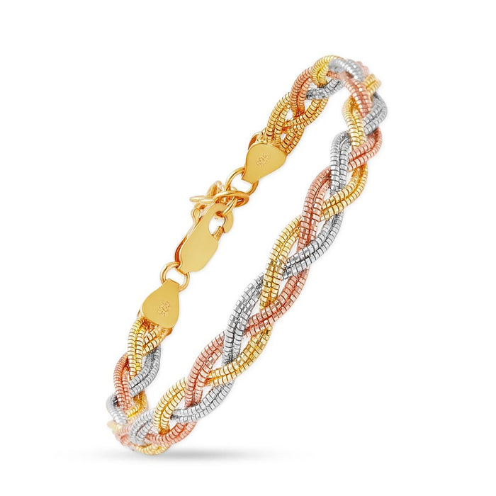 Tri-Tone Tapestry 925 Sterling Silver Weave Bracelet