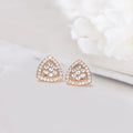 Triangle Floral CZ Rose Gold-Plated 925 Sterling Silver Earrings