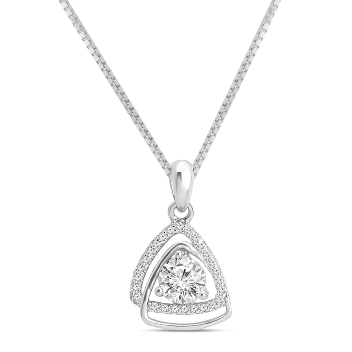 Triangle Sparkle Rhodium Plated 925 Sterling Silver Pendant