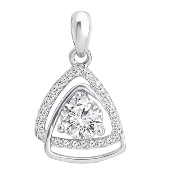 Triangle Sparkle Rhodium Plated 925 Sterling Silver Pendant