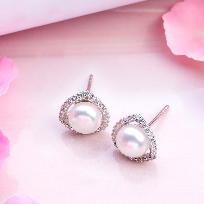 Triangular Elegance Rhodium-Plated 925 Sterling Silver Earrings