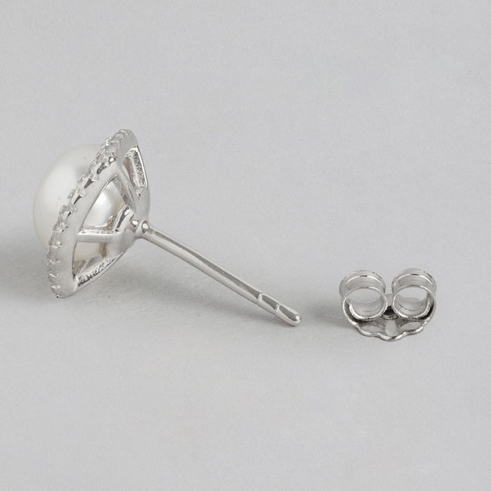 Triangular Elegance Rhodium-Plated 925 Sterling Silver Earrings