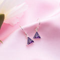 Triangular Elegance Rhodium-Plated CZ 925 Sterling Silver Earrings