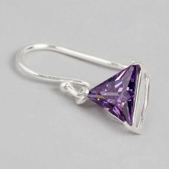 Triangular Elegance Rhodium-Plated CZ 925 Sterling Silver Earrings