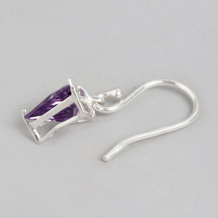 Triangular Elegance Rhodium-Plated CZ 925 Sterling Silver Earrings