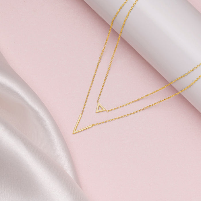 Triangular Gleam 925 Sterling Silver Gold-Plated Link Chain Necklace