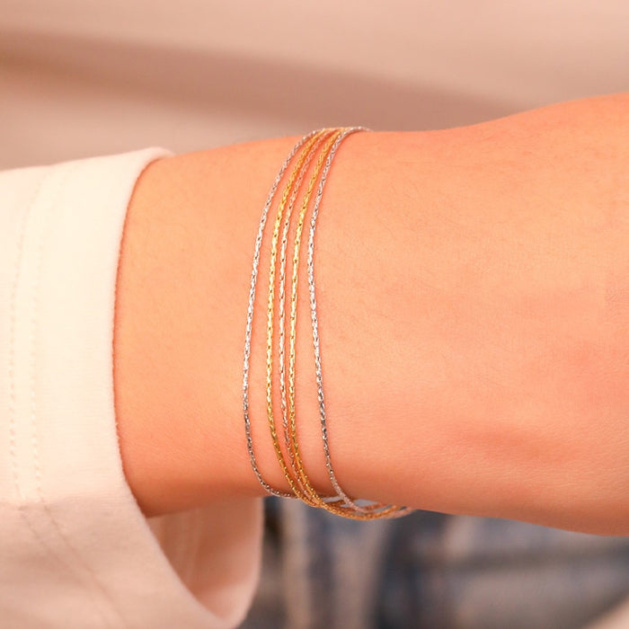 Tricolor Elegance Triple Tone-Plated 925 Sterling Silver Bracelet